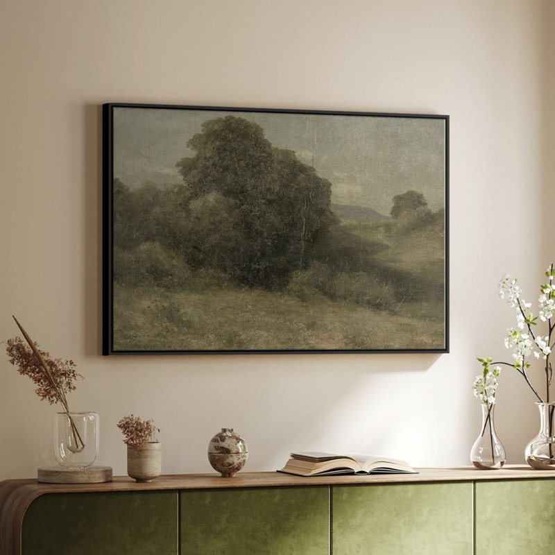Paysage rétro - DCCCL XXXIV, Toile avec cadre flottant noir, H 25 po x l 37 po x P 2 po