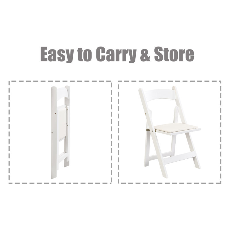 4pcs Upholstered Folding Chair, White