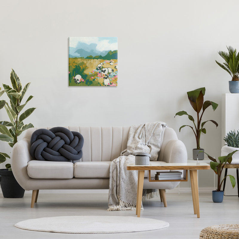 "Abstract Sheep & Flowers", art mural sur toile par June Erica Vess, H 24 po x l 24 po