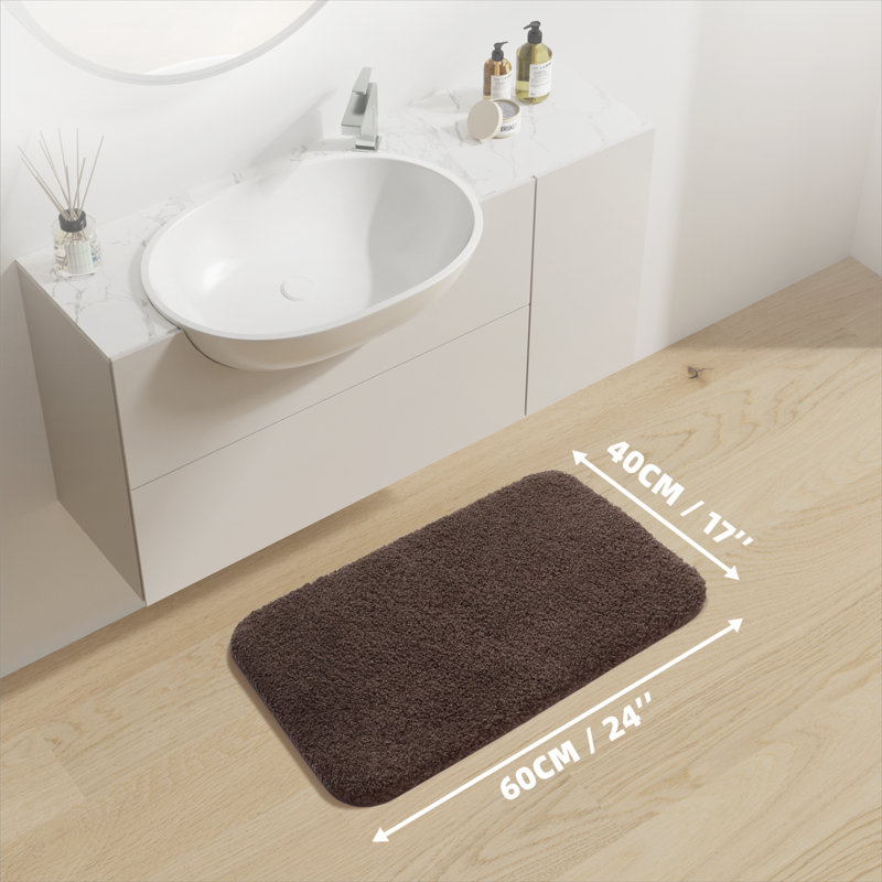 Tapis pour salle de bain Gaenside, Brun foncé, L 24 po x l 16 po