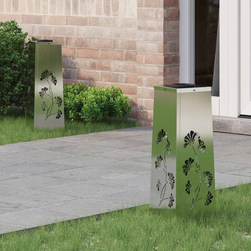 Solar Powered Steel Pathway Light, 50cm H x 18cm W x 18cm D, Light Silver
