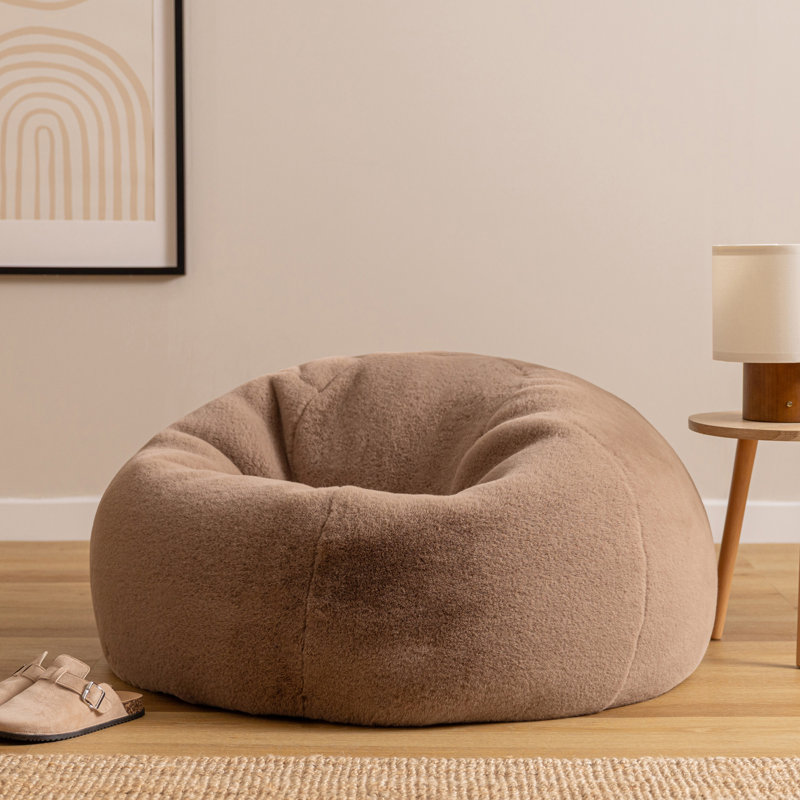 Bean Bag Bazaar Kingston Faux Rabbit Fur Classic Bean Bag, Brown