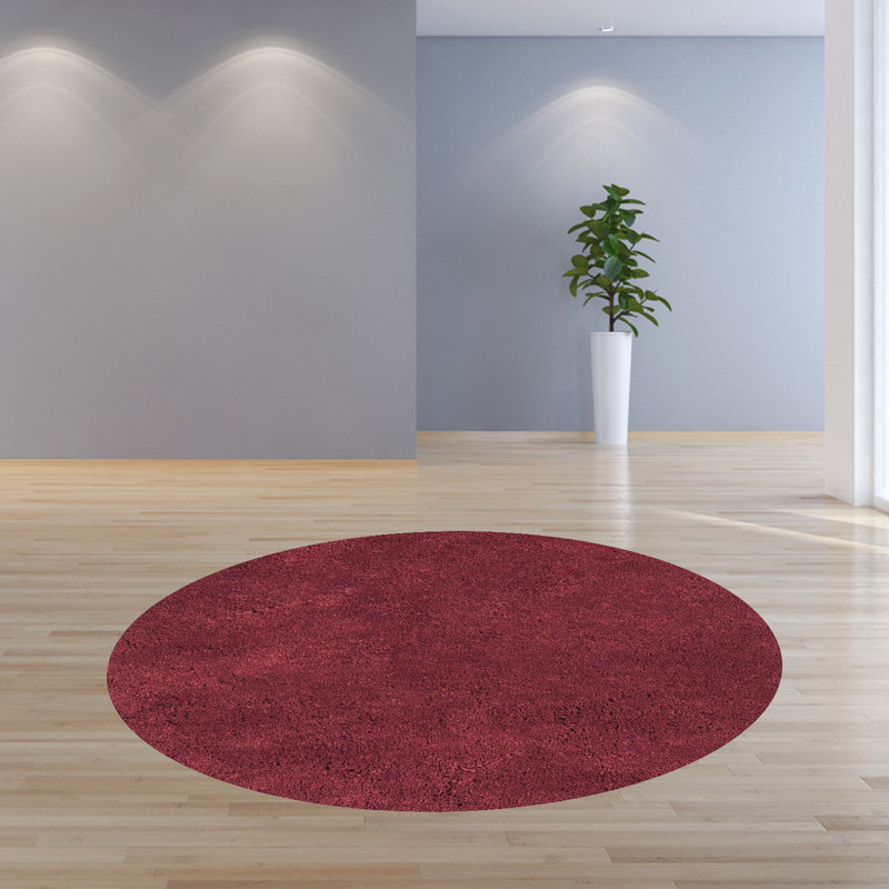 Tapis rond 8 po en polyester rouge, Rond 8 pi