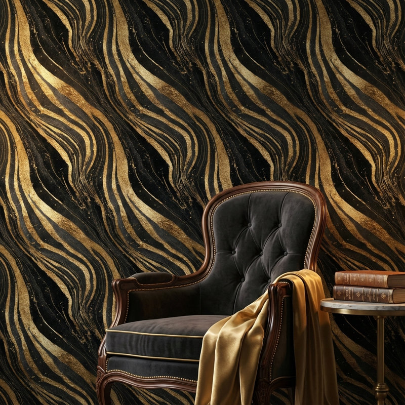 Luxueux papier peint décoratif doré élégant