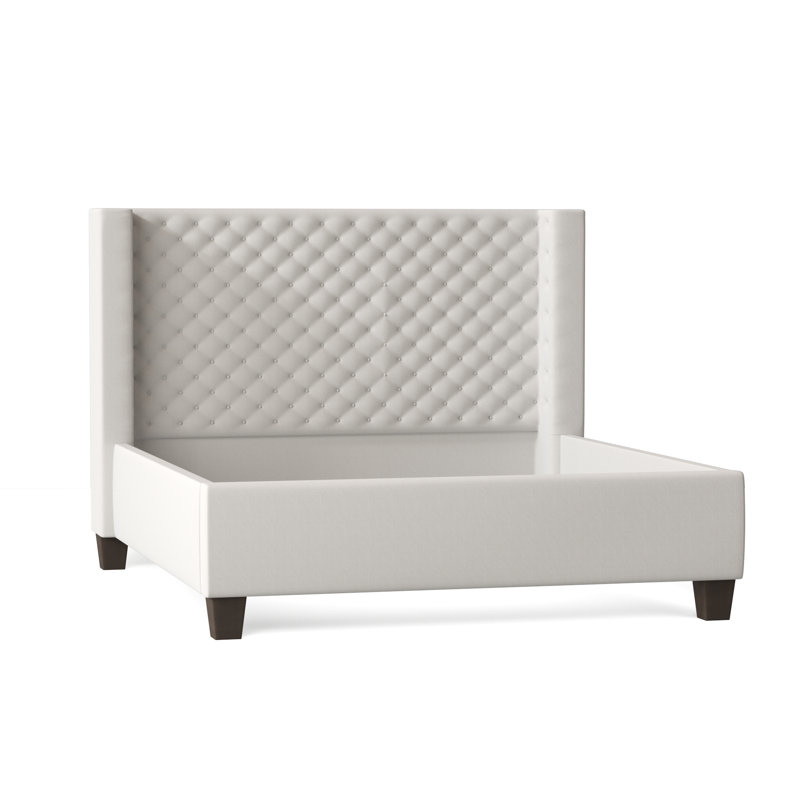 Bren Upholstered Wingback Bed, King, Bella Black Performance Velvet, Brown Mahogany