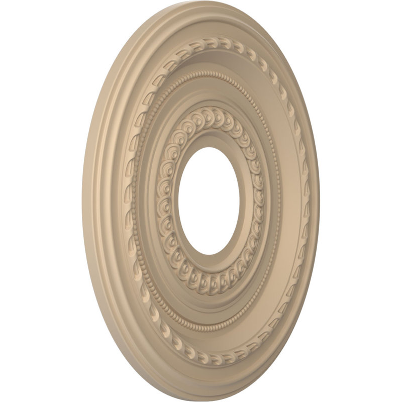 Médaillon Cole en PVC thermoformé pour plafond, H 13 po x l 13 po x P 0,75 po, Beige fumé satiné UltraCover