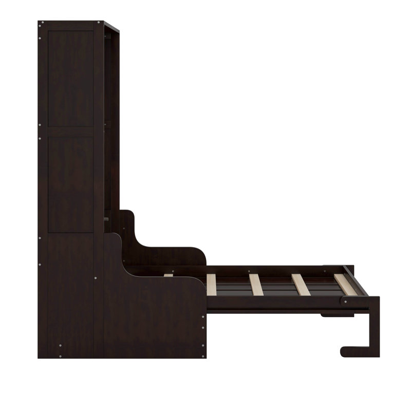 Grand lit escamotable mural avec coussin, Espresso