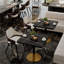 Table bistro de 31,5 pouces carrée, plateau en pierre frittée de ton noir avec piédestal doré, 2 à 4 places, table de salle à manger compacte moderne pour petits espaces