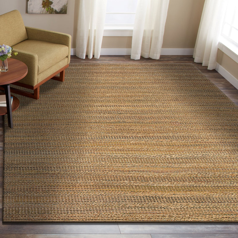 Modern Farmhouse Handmade Natural Fiber Jute Indoor Area Rug with Cotton Backing, Rectangle 5' x 7'9", Tan/Multicolor
