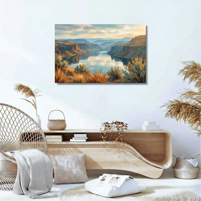 Canyon River, reproduction d'art sur toile, ensemble de 1, 28"H x 40"W, Wrapped Canvas