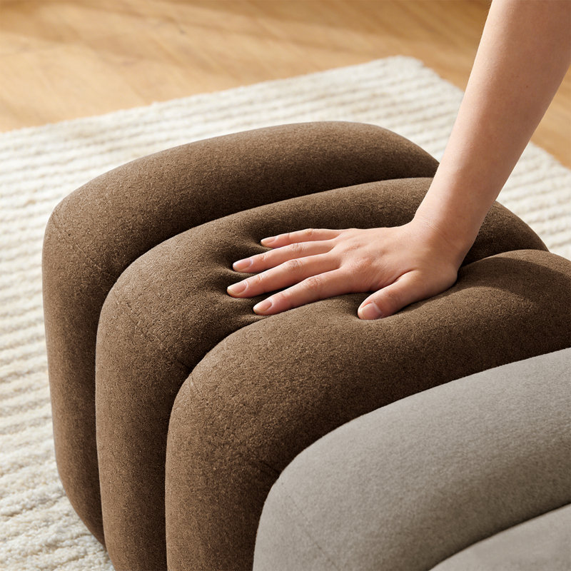 53" Ombre Upholstered Boucle Bench For Bedroom and Living Room, Khaki