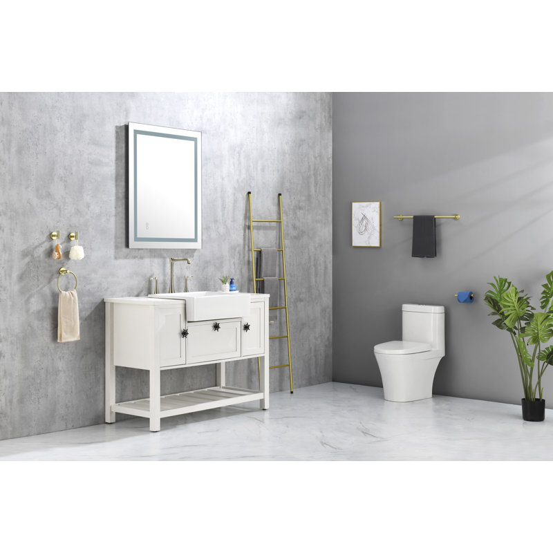 Miroir de salle de bain avec cadre en métal pour mur, 28 po x 36 po, Brun