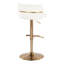 Tabouret réglable avec pivot en métal doré et similicuir blanc avec repose-pieds arrondi en T - ensemble de 2