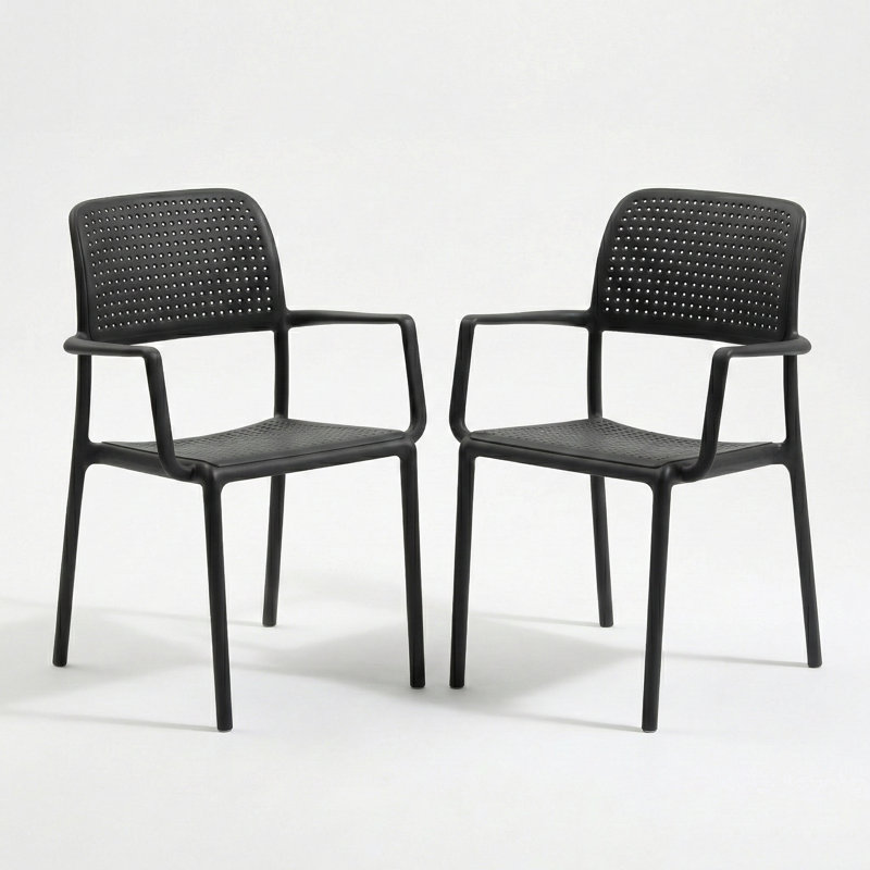 Suri Stacking Patio Dining Armchair, Anthracite