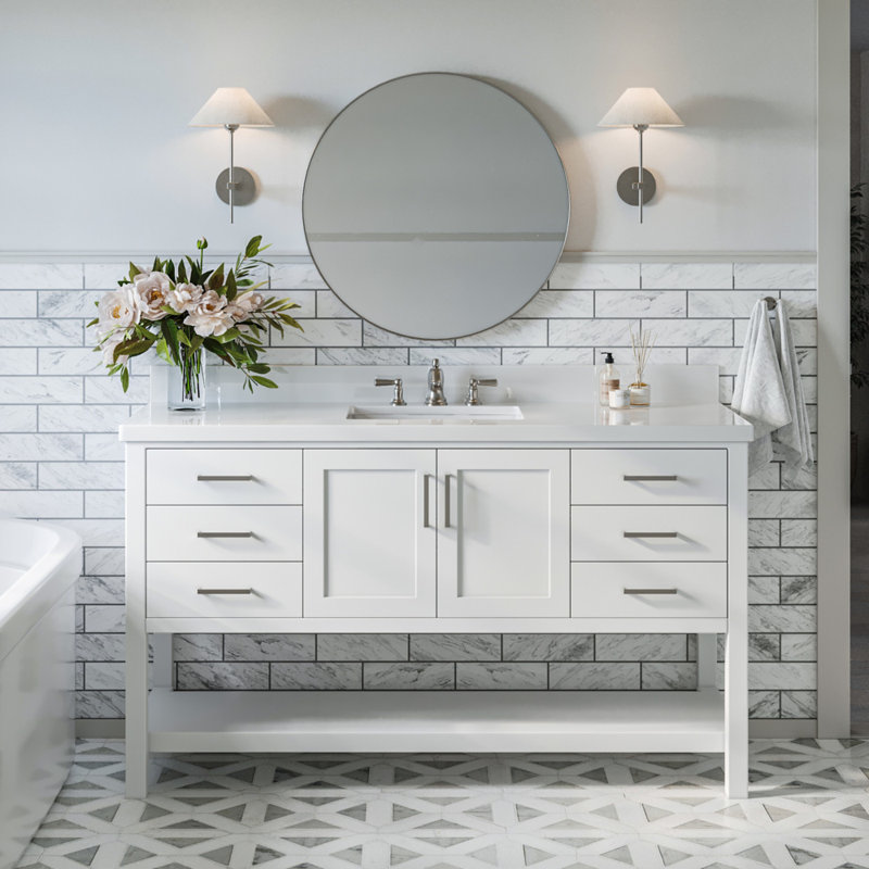 Ensemble de meuble-lavabo simple 61 po Moille, Blanc
