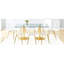 Ensemble table et chaises 8 places : table en verre trempé de 180 x 90 cm, chaises en plastique transparent avec pattes en métal doré, montage facile, design gain de place.