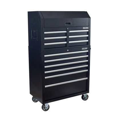 Tool Chest, Rolling Tool Cabinet With Detachable Top Toolbox, Lockable Wheels, Ball Bearing Sliders, Black Powder Coating, Metal Tool Storage Cart, Suitable For Garage, Warehouse, Workshop