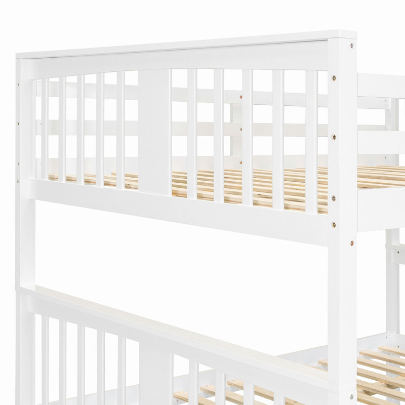 Bunk Bed With Trundle And Ladder, White
