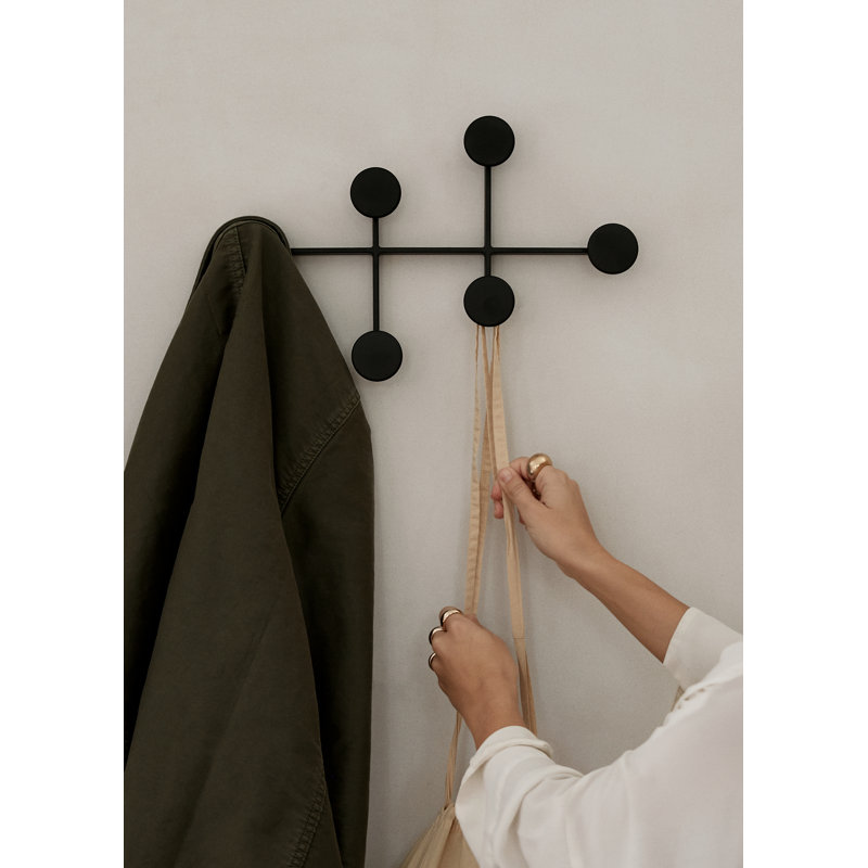 Afteroom Studio 6 - Hook Wall Mounted Coat Rack, Powder Coated Black