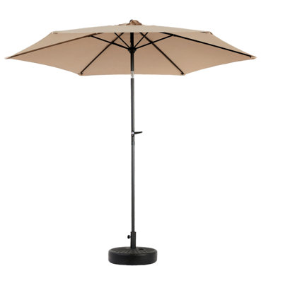 Parasol de table d'extérieur 9 pi avec manivelle et 6 baleines robustes