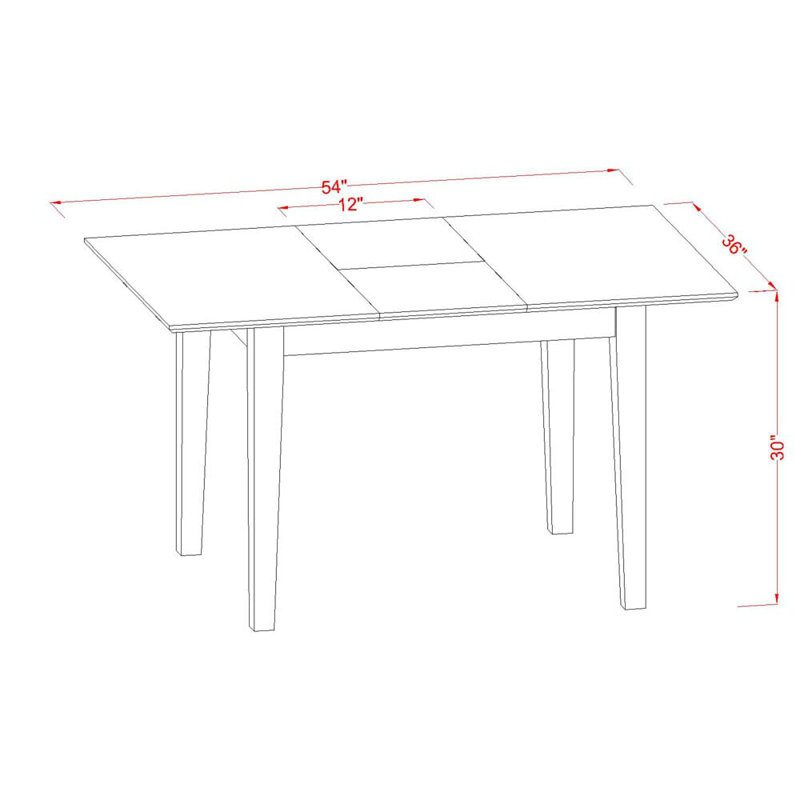 Ensemble de salle à manger 3 pièces composé d'une table de cuisine rectangulaire avec rallonge amovible et 2 chaises Parson, acajou