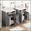 Meuble-lavabo moderne de 48 pouces avec lavabo en céramique, portes à fermeture en douceur, tiroir rabattable et tablettes de porte à double couche pour un rangement élégant-1525433845