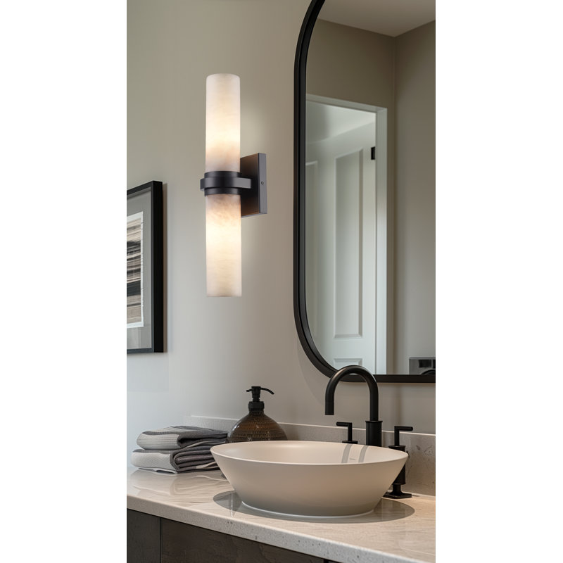 Applique murale en albâtre 2 lumières Katriona, Noir