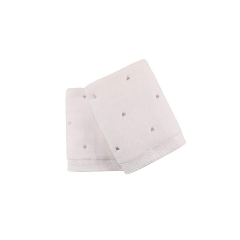 Ensemble de serviettes de bain 100% coton 2 pièces Jeylah, Blanc / lilas, Bath Towels - 2 pack