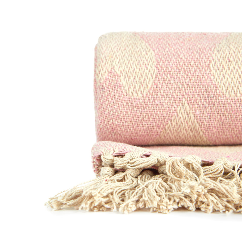 Gehmlich Hand Woven Throw Blanket, Blush Pink, 127cm W x 152cm L