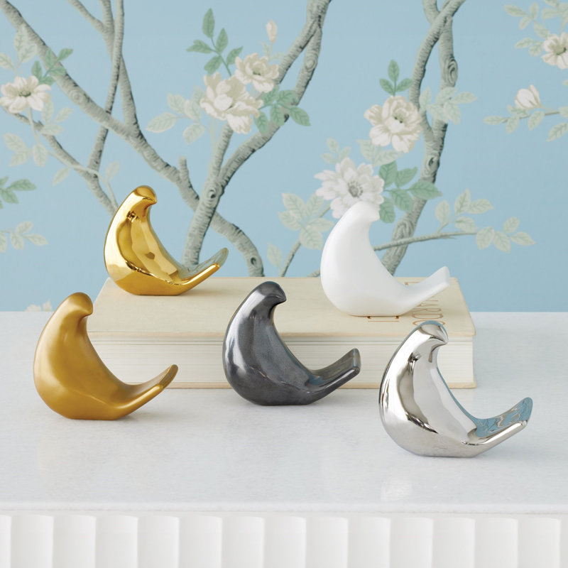 Bright Gold Ceramic Bird Figurine