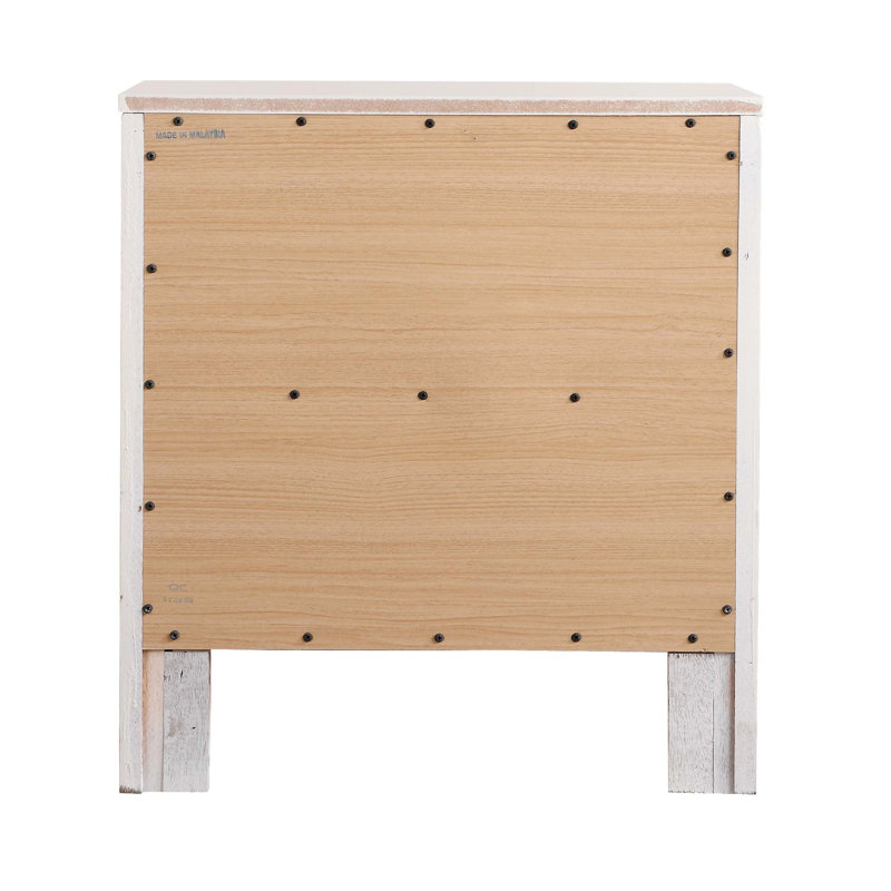 Table de chevet transitionnelle élégante, Blanc