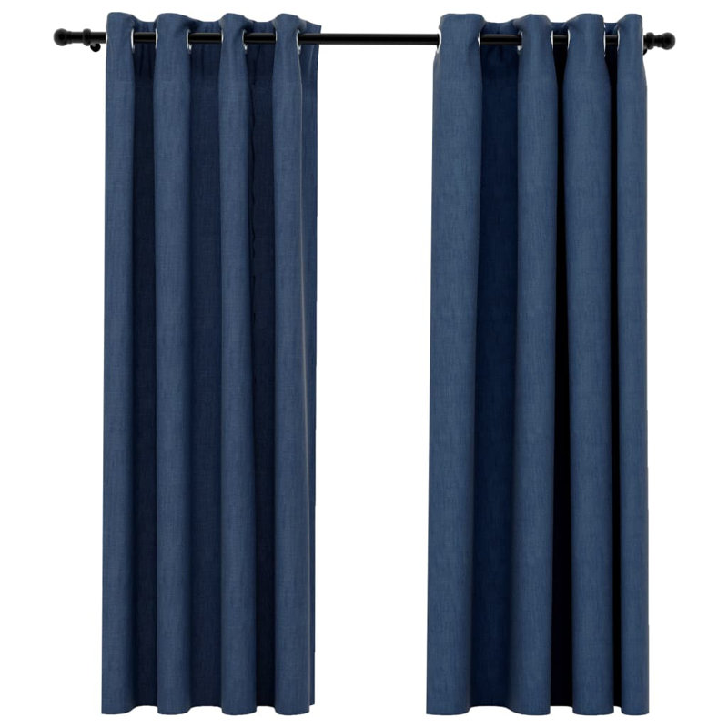 Chaarvi Blackout Curtain Pair, 140cm Width x 175cm Drop, Blue
