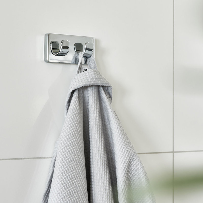 Porte-peignoir mural double chrome poli 