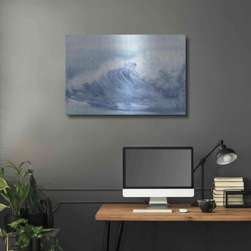 Rosecliff Heights «In the Blue III» par Chris Paschke, art mural en métal, H 24 po x l 36 po