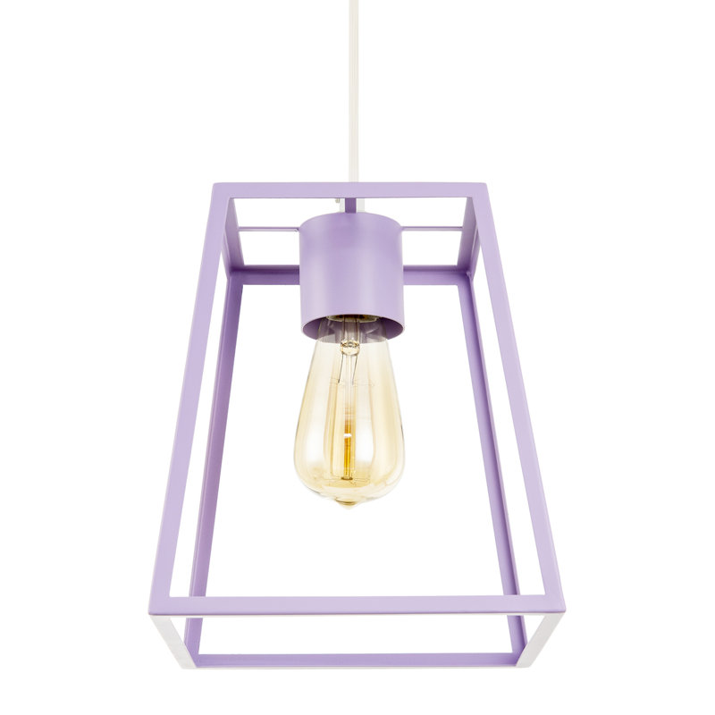 25cm H Metal Square Pendant Shade ( Screw On ), Lilac