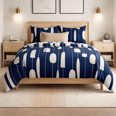 Echarkia Bedding Luka Navy Abstract Duvet Cover Set with Pillowcases Quilt Cover Soft and Breathable