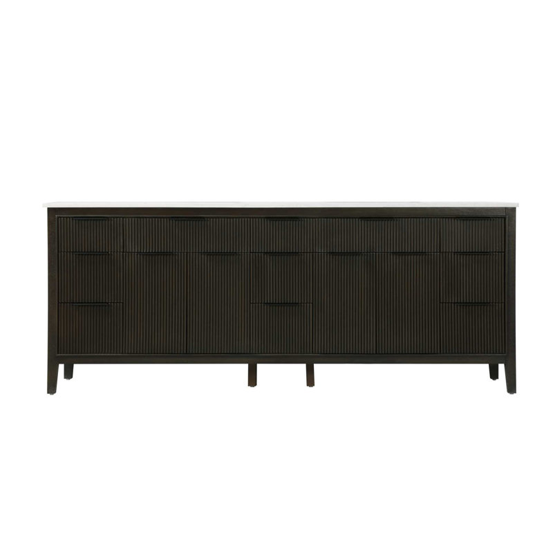 Meuble-lavabo double 84 po en chêne chocolat, Chêne chocolat