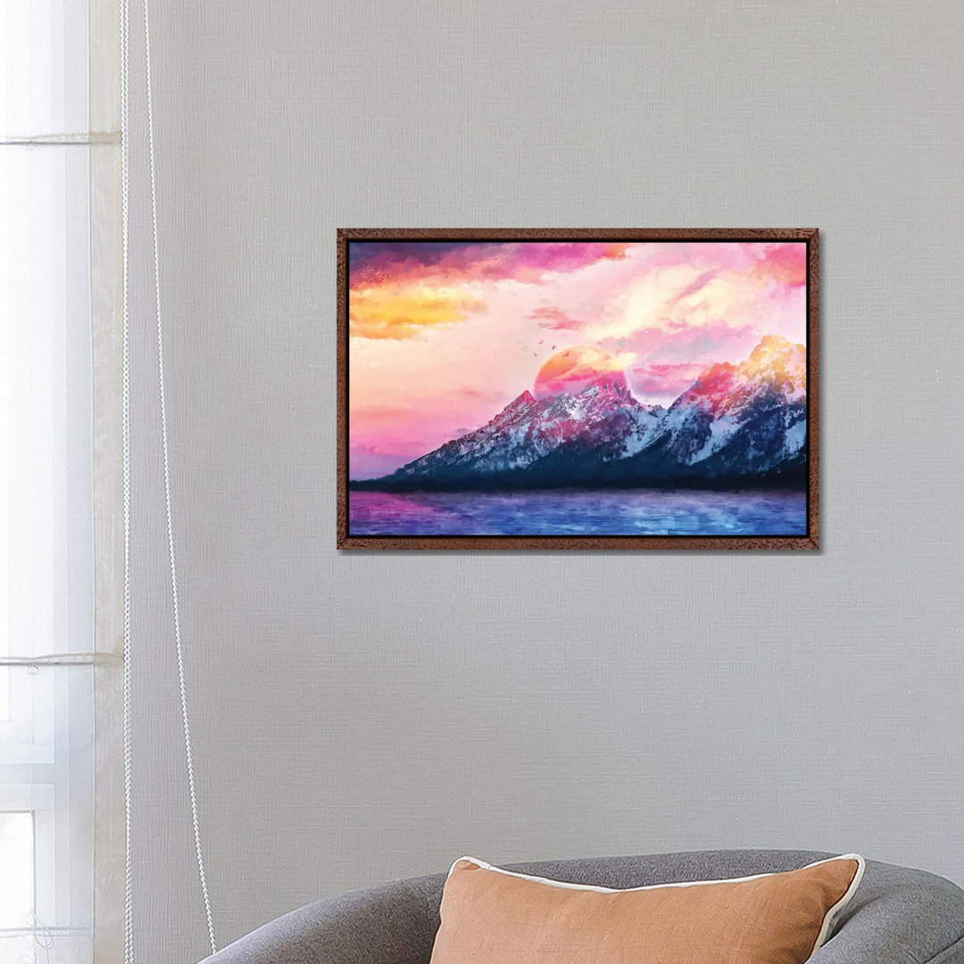 Digital Art VII - Dreamy Wyoming Mountains von ARTenyo - Galerie-Giclée auf Leinwand