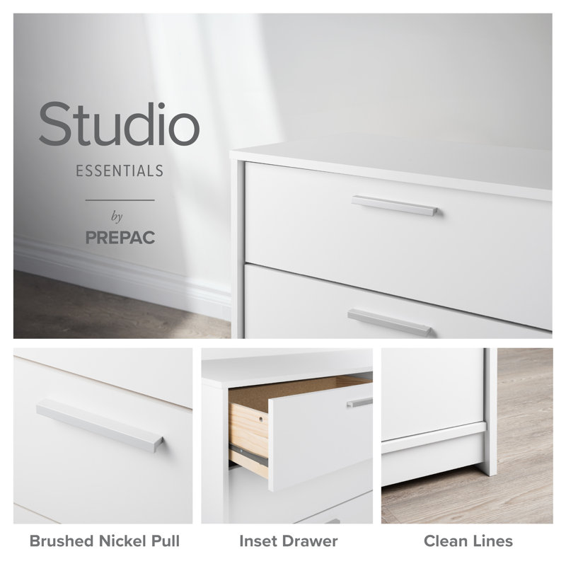 White 3-Drawer Wood Nightstand with Engineered Composite Top