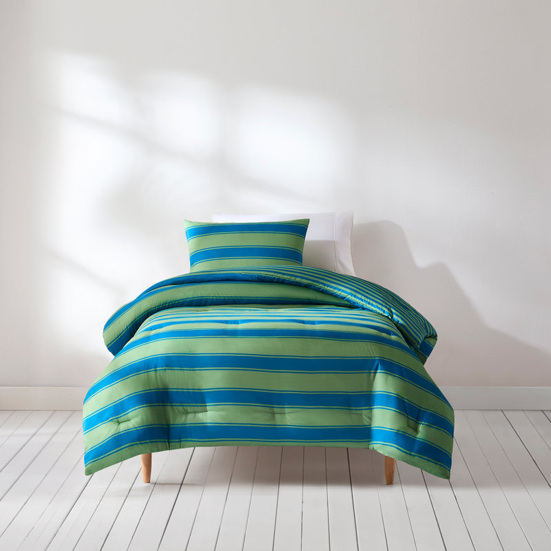 Gale Cabana Stripe Comforter Set, 2, Blue, Twin Comforter + 1 Sham