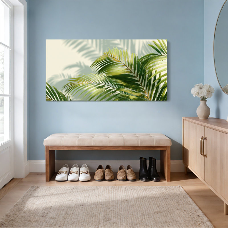 Ensemble de 1 tableau sur toile à motif de feuilles de palmier tropicales, H 24 po x l 48 po