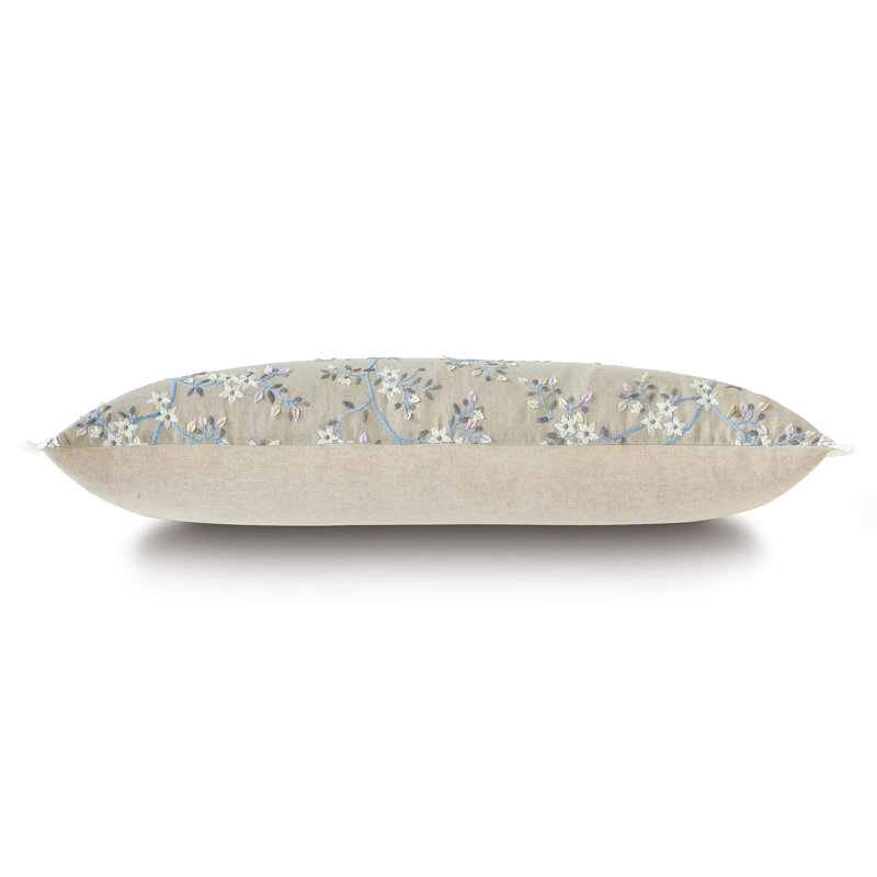 Amberlynn Embroidered Linen Reversible Throw Pillow