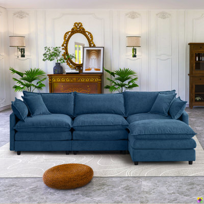 Aariketh 105"W Modular Chenille LAF RAF Sectional, Sofa Couch, 3 Seater