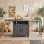 Cuisine extérieure pliable avec dessus de table en acier inoxydable, armoire, support à déchets et roues verrouillables-133227860
