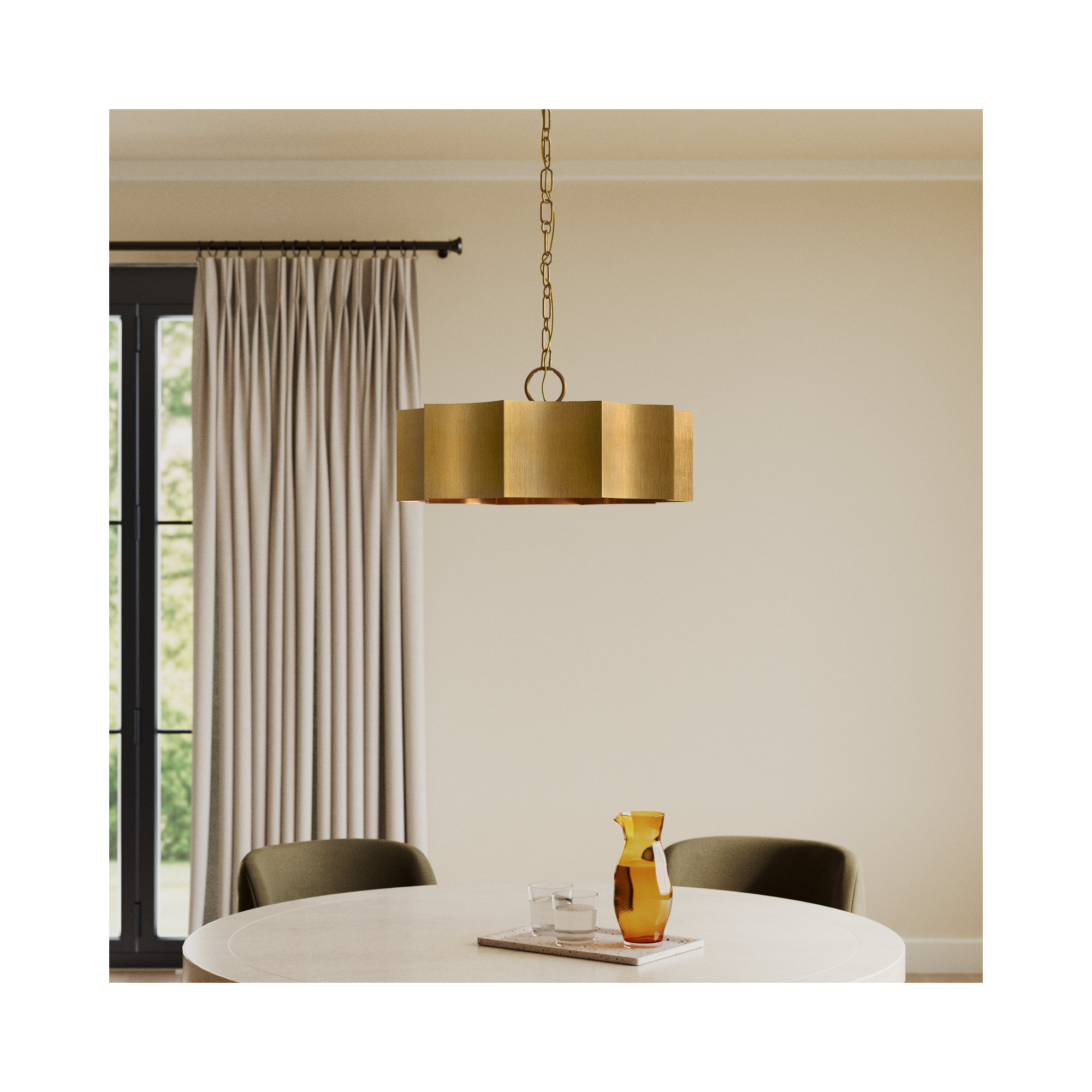 Carney 3-Light Geometric Chandelier, Gold Patina