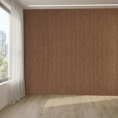 2 PCS 106"L x 20.4"W Acoustic Slat Wall Panels, Eco-Wood Look for Home/Office Wall & Ceiling (30 sq. ft.)