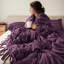 Ensemble d'édredon pour grand lit 3 pièces en microfibre mauve, aspect campagne française avec éléments de cravate, doux toutes saisons, lavable à la machine, mauve, look, attaches design, chaque saison, facile d'entretien-118920216