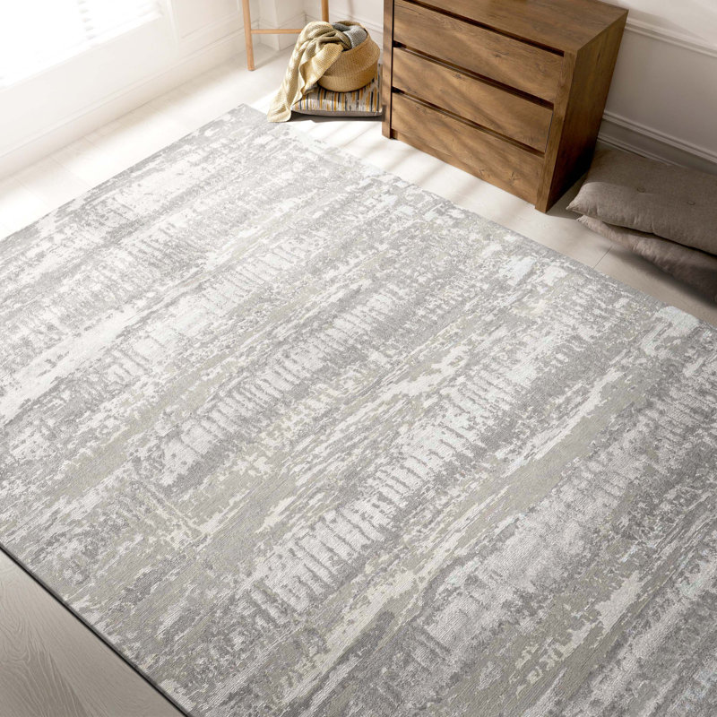 Tapis noué à la main ivoire / gris, Rectangle de 2 pi x 3 pi