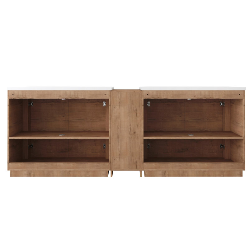 Meuble-lavabo autoportant de 92 po avec lavabo en céramique blanche et 1 petite armoire de rangement, porte à fermeture en douceur