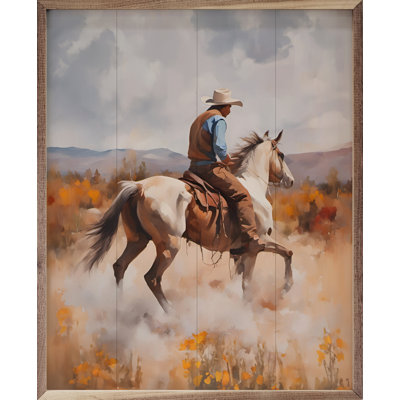 Western Rider encadré sur bois